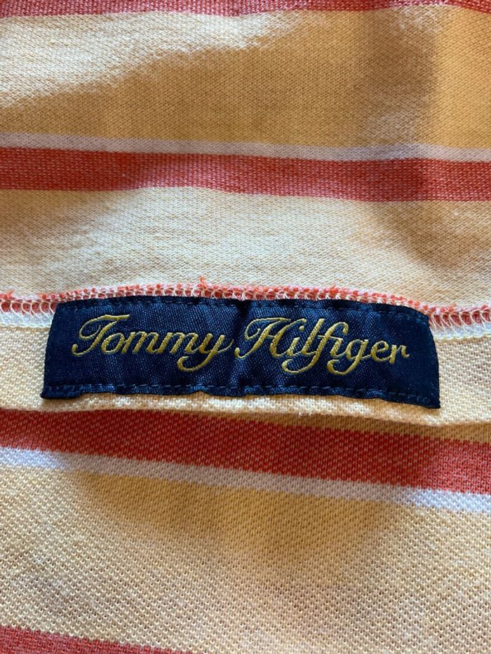 Polo jaune pâle et corail pour homme Tommy Hilfiger taille L 040 - photo numéro 4