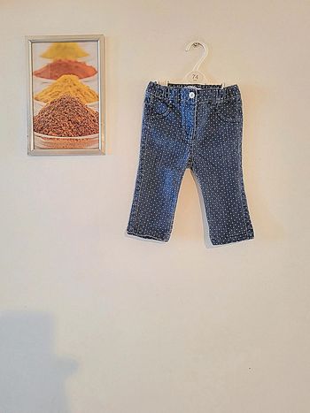 Jeans bleu à pois blanc kitchoun Taille 9 mois