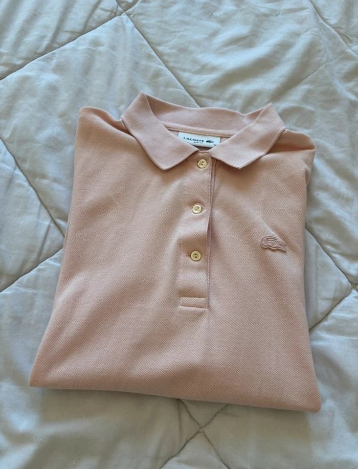 Polo Lacoste femme M (38) slim fit – rose pâle – 100% coton – comme neuf - photo numéro 2