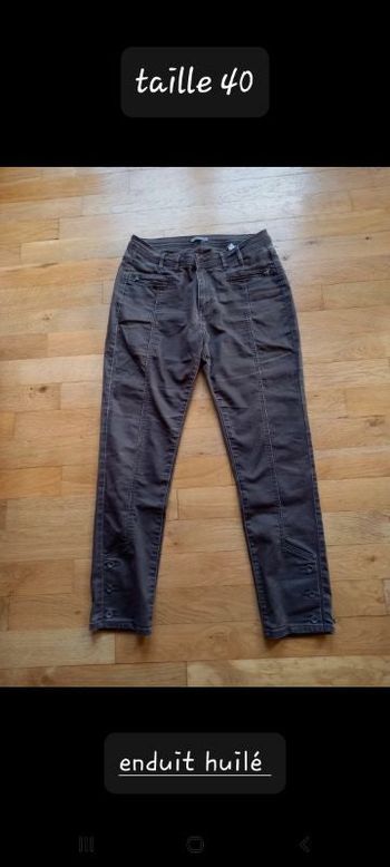 Pantalon enduit marron effet cuivré taille 40 marque divilune