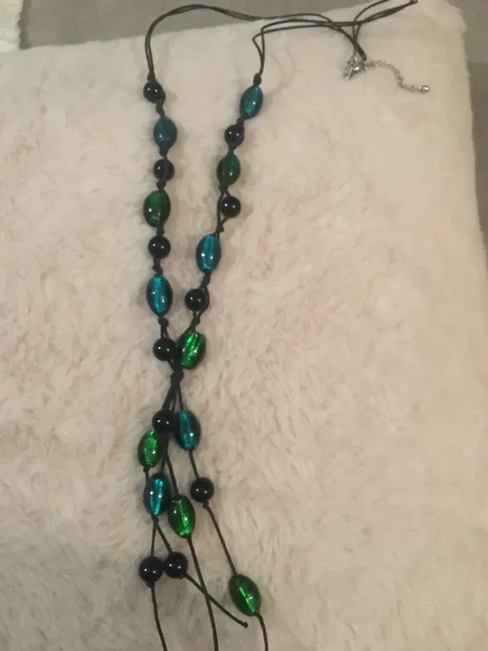 Collier vintage verre coloré - photo numéro 5
