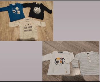Lot 5 tee shirt manches longues bébé garçon 9 mois Gémo ZY Kiabi