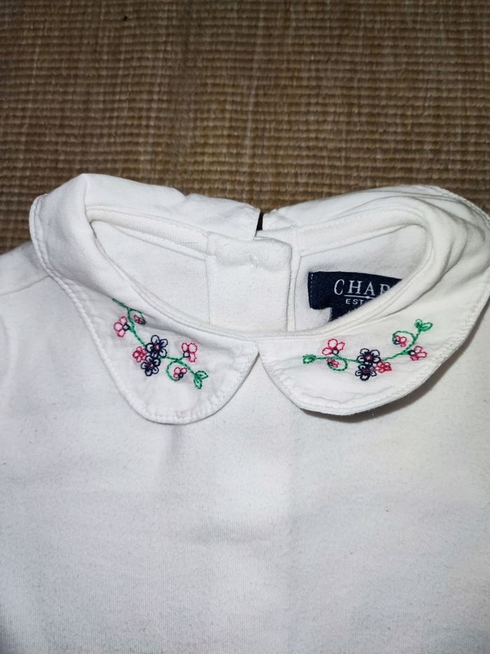 Tee shirt col fleuri 3 ans - photo numéro 2