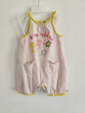 Combi short bébé fille 18 mois – Combinaison été rose imprimé hawaïen
