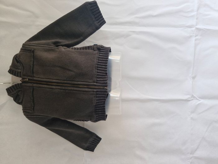 Manteau zippé à capuche 12 mois - 74 cm Obaïbi Gris foncé