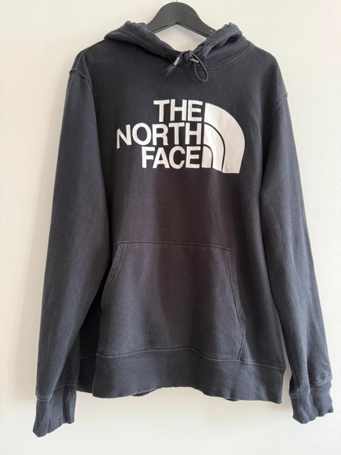 Pull / Sweat à capuche The North Face taille L couleur noir logo blanc - photo numéro 2