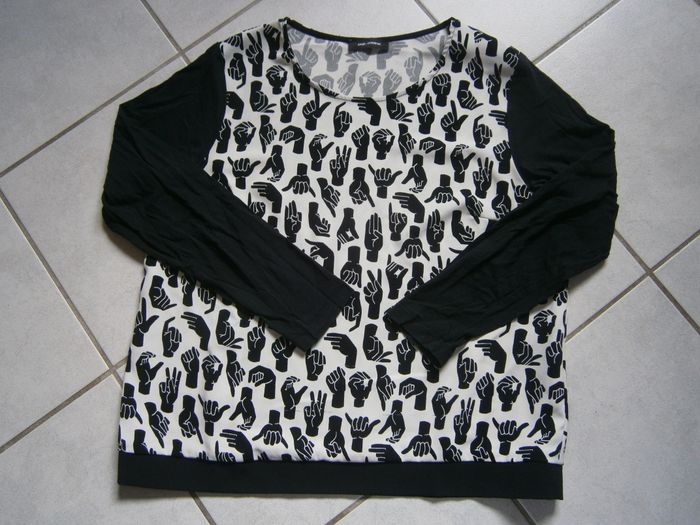 Blouse ML noir motifs "mains" COP COPINE Taille 42