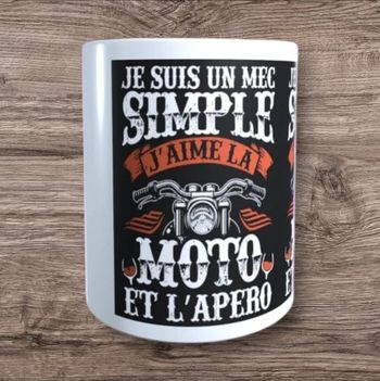 Mug passion  mec simple j'aime la moto et l'apéro