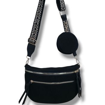 Grand sac banane en velours - Noir