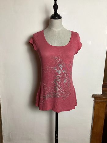 Teeshirt rose avec perles Camaïeu 36