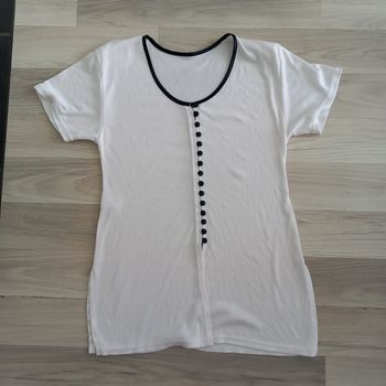 Chemisier femme blanc à manches courtes taille unique