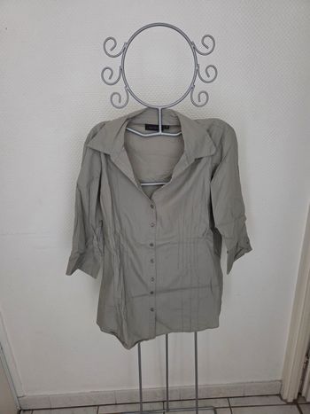 Chemise Femme Kaki/Gris Vert Manches 3/4 - Kiabi - Taille 46