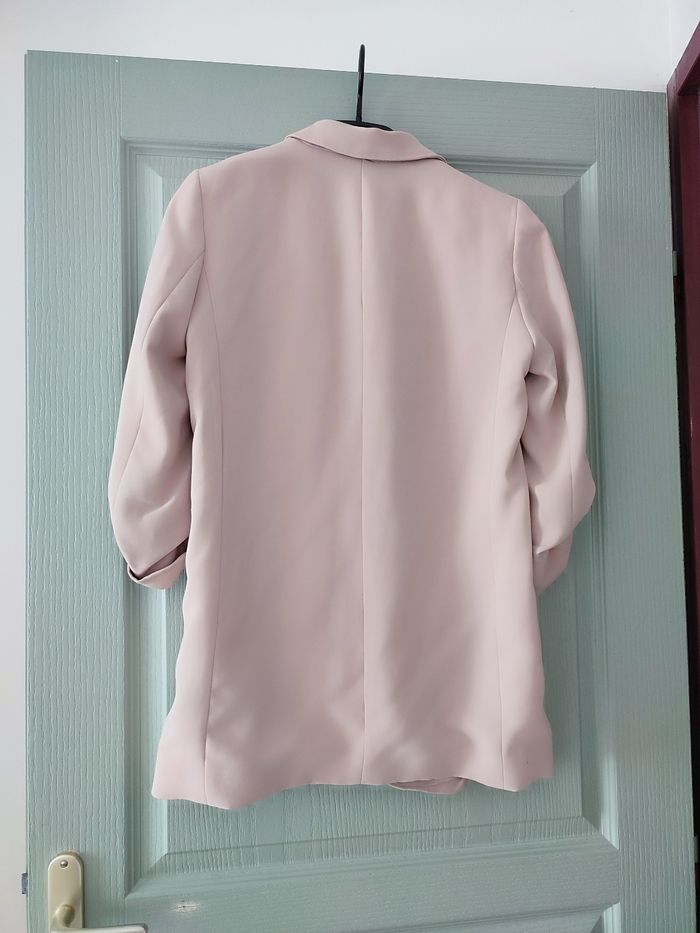 Blazer vieux rose clair mi long, manches 3/4 - photo numéro 2