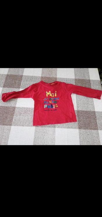 Tee shirt 12 mois rouge manches longues tissaia