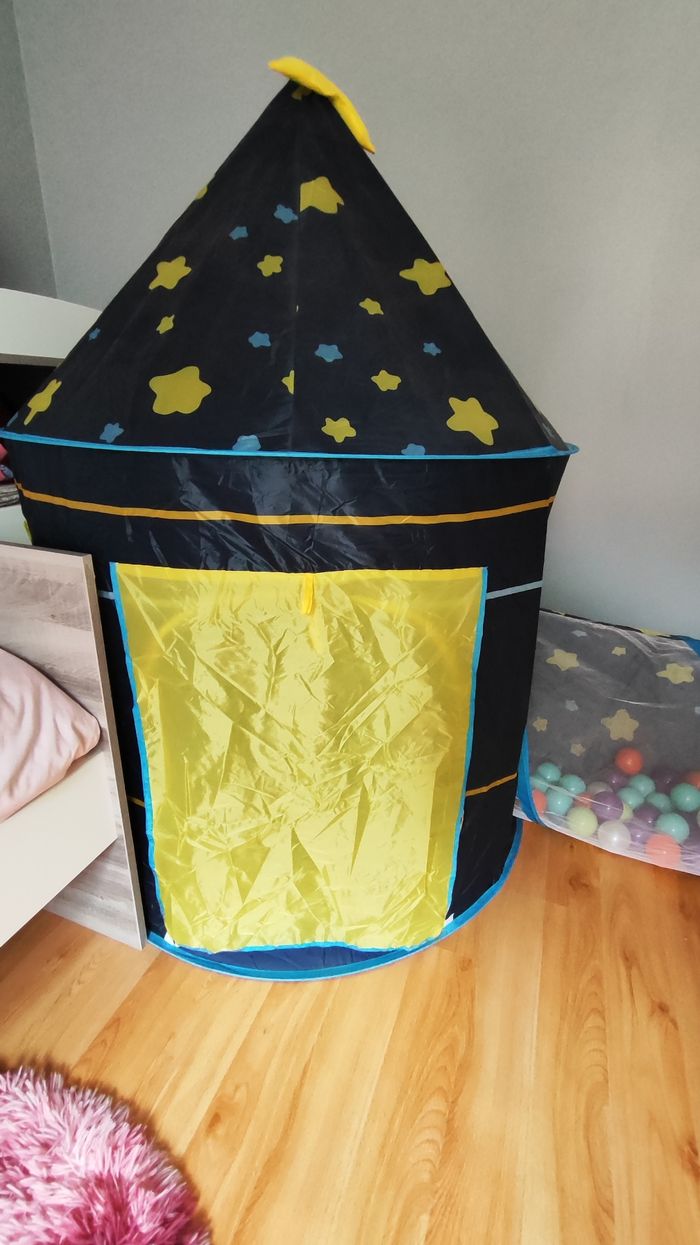 Tente 3 en 1 avec tunnel et piscine à boules château - photo numéro 6