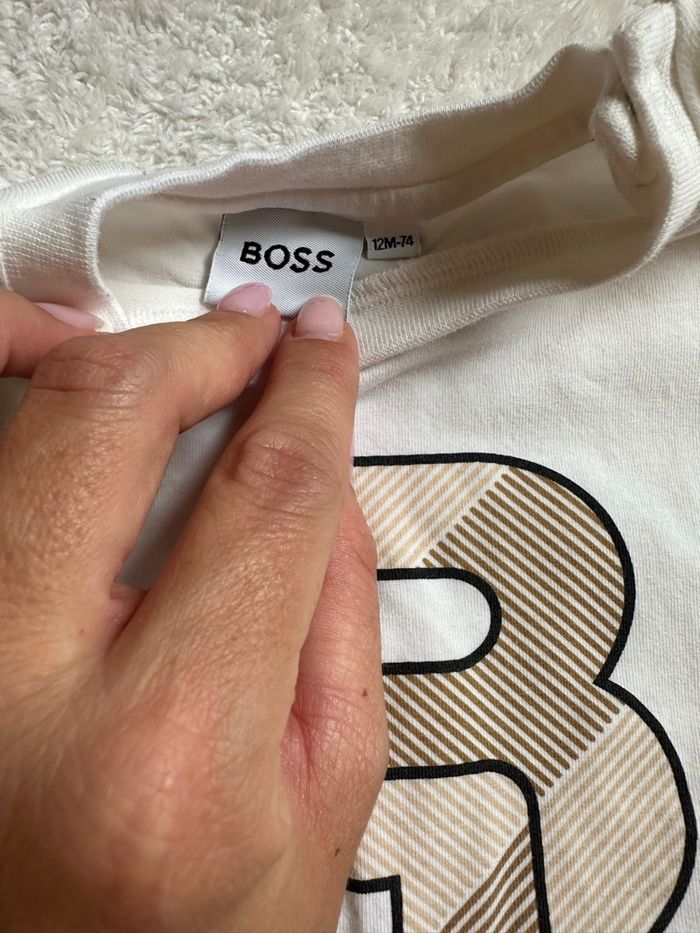 Ensemble boss  blanc et taupe 12 mois - photo numéro 3