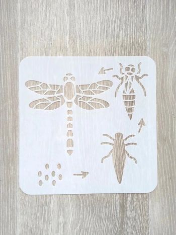 Pochoir du cycle de vie de la libellule