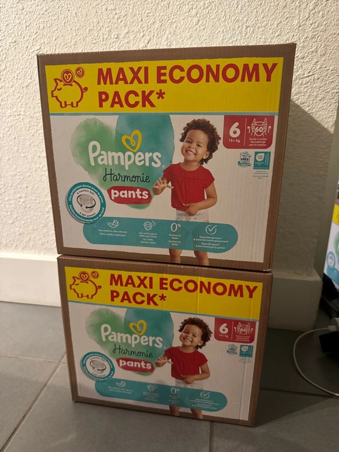 Lot Éco Pampers Harmony Pants T6 15+kg 2x60 couches