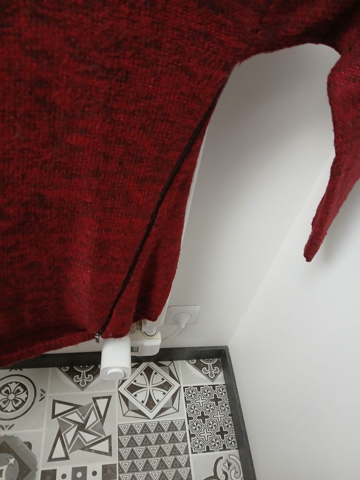 Pull bordeaux fermeture éclair fantaisie côté - photo numéro 4