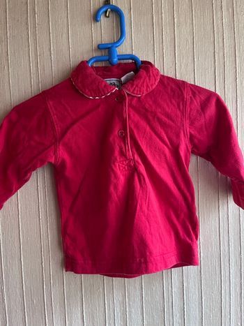 Polo rouge manches longues 12 mois Bout’Chou