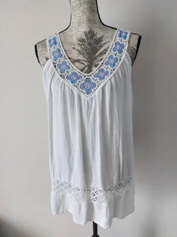 Haut fantaisie blanc 100% coton