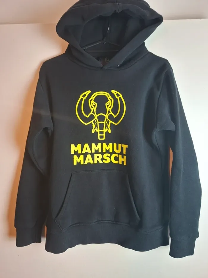 Sweat à capuche Mammutmarsch noir logo jaune - photo numéro 7