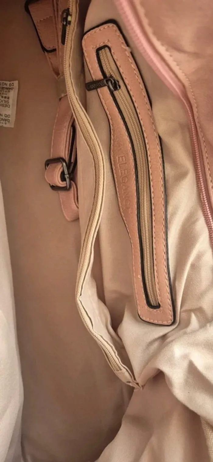 Valise cabine 55cm + Sac de voyage rose en cuir PU de qualité - photo numéro 5