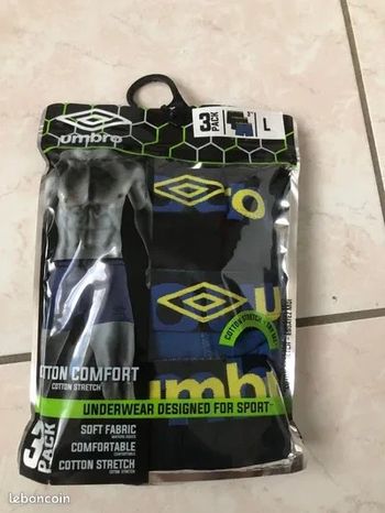Lot de 3 boxers umbro cotton comfort taille 4 (L) neufs dans emballage