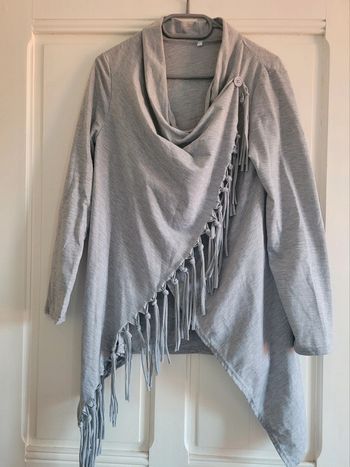 Gilet gris asymétrique à franges - Neuf - Taille 38 - Shein