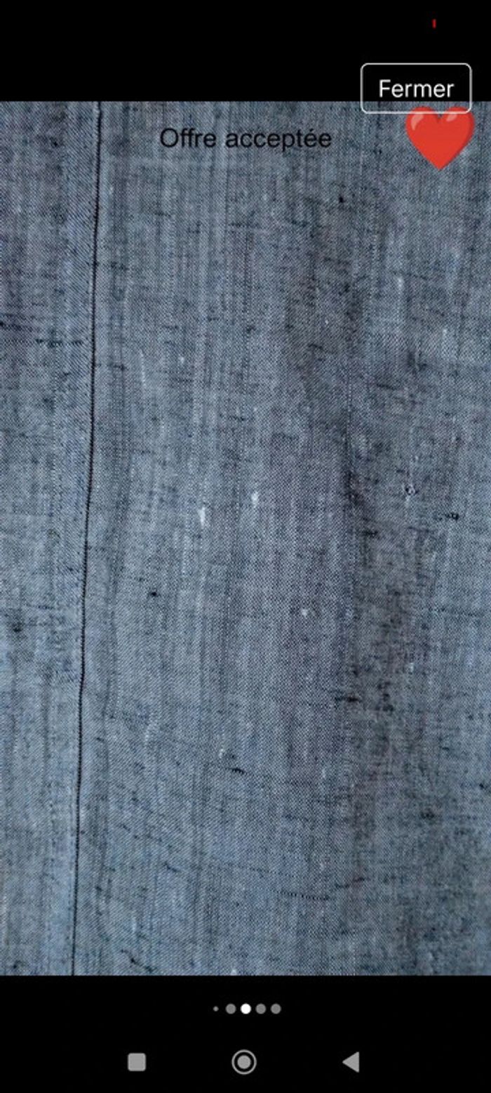 🖤Chemise en lin gris motif neige vintage haut de gamme freda taille l 40 homme - photo numéro 11