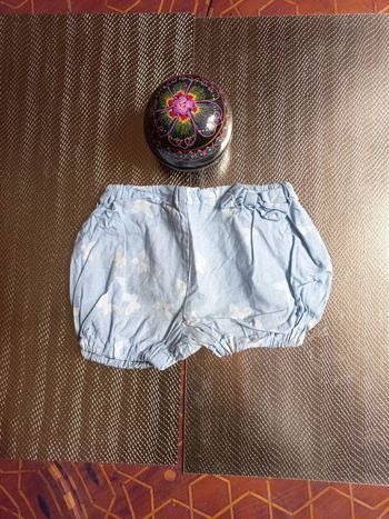 Short bleu clair à papillons 9 mois