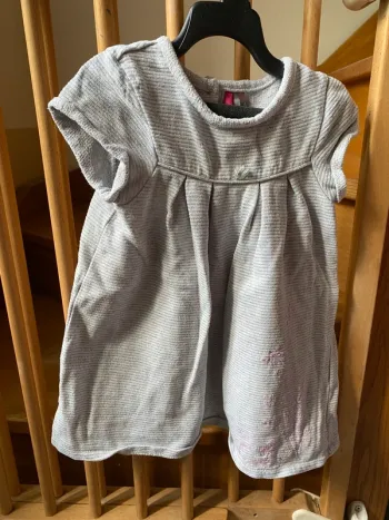 Robe grise mi-saison broderie fille Orchestra 23m