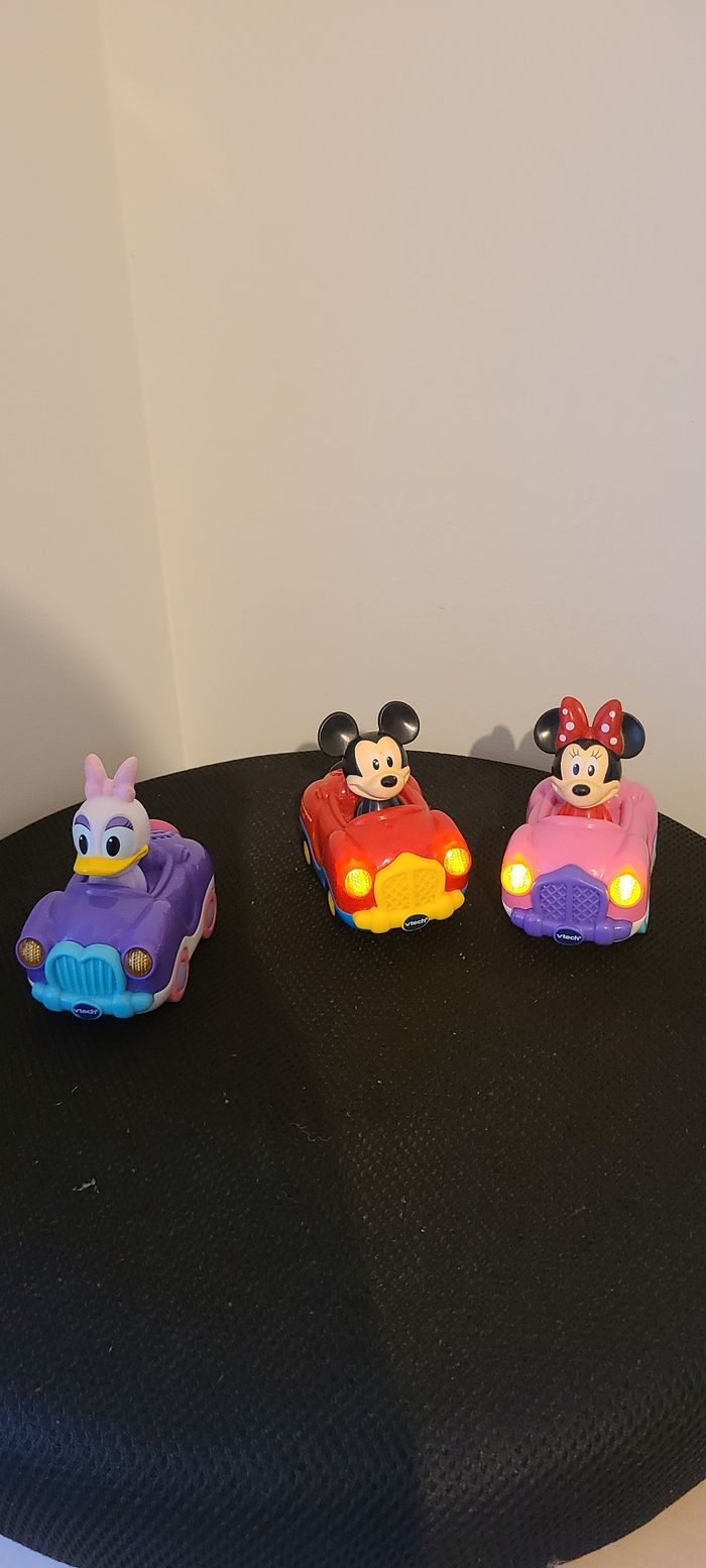 VTech - Tut Tut Bolides Disney, Coffret Trio Cabriolets, 3 Voitures Interactives, Minnie, Daisy Et M