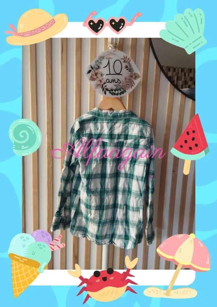 Chemise quadrillée verte/blanche 10ans punkids - photo numéro 8