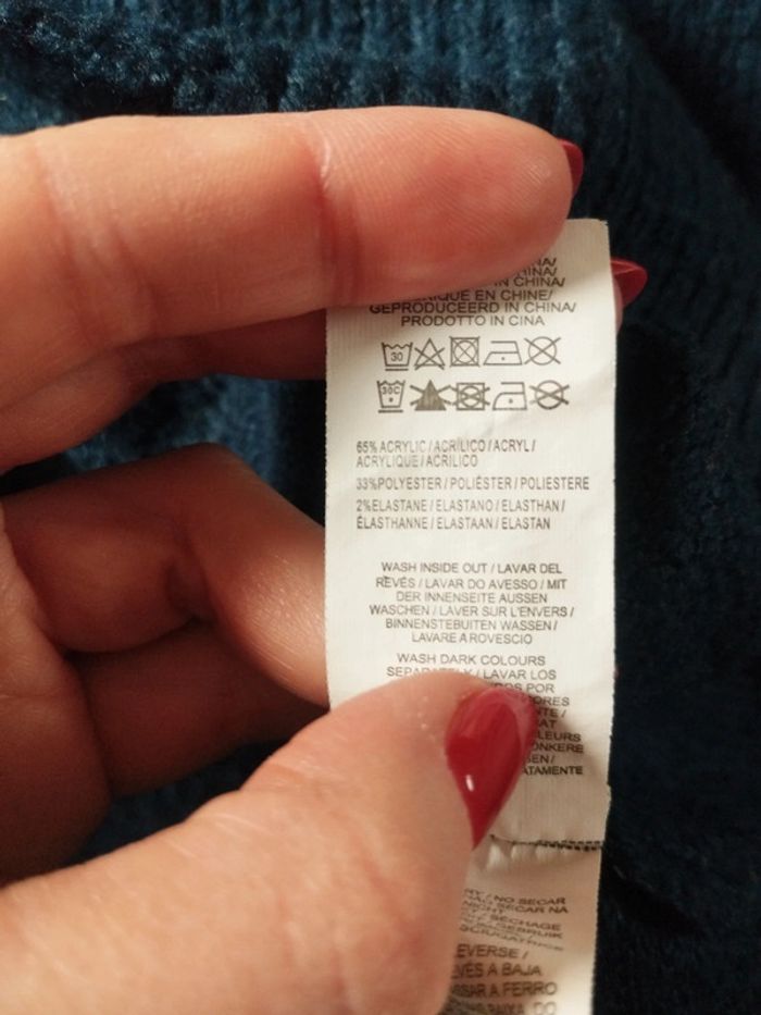 Pull oversize bleu en mailles et strass 38/40 - photo numéro 5