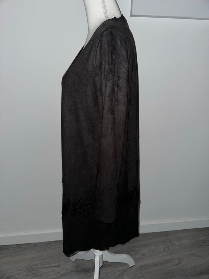 Cardigan long suédine et dentelle noir TU - photo numéro 5