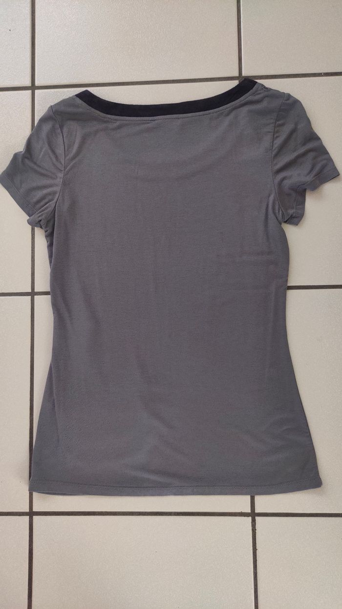 tee shirt gris/noir taille 36 MORGAN avec petite poche couture - photo numéro 4