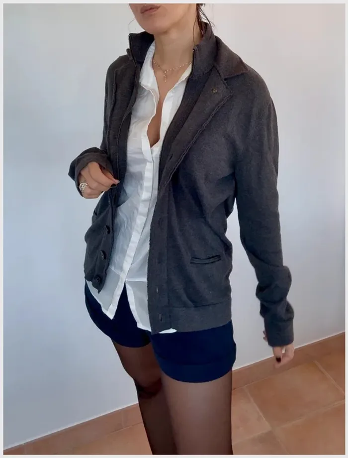 Veste cardigan IKKS grise taille M très bon état - photo numéro 3