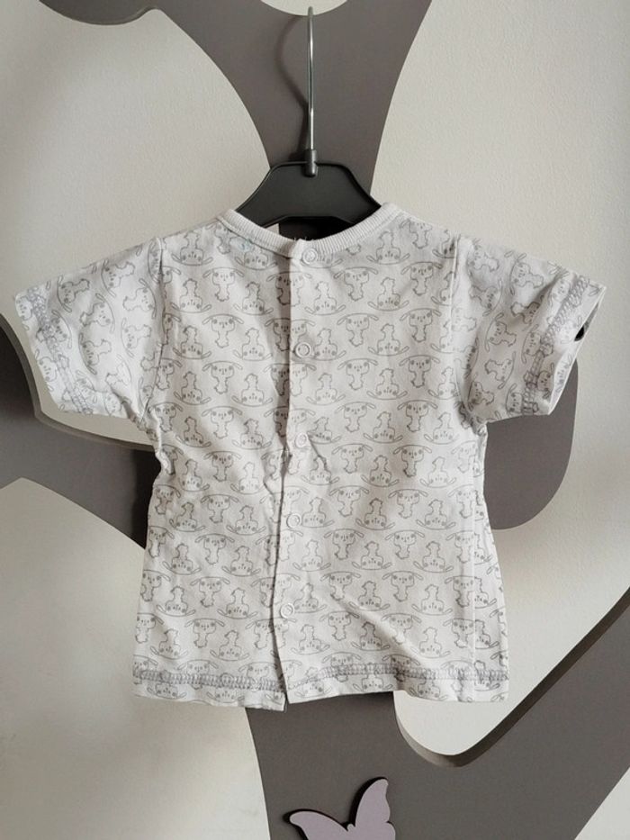 Tee-shirt manches courtes blanc imprimé Les p'tits babies taille 3 mois - photo numéro 2