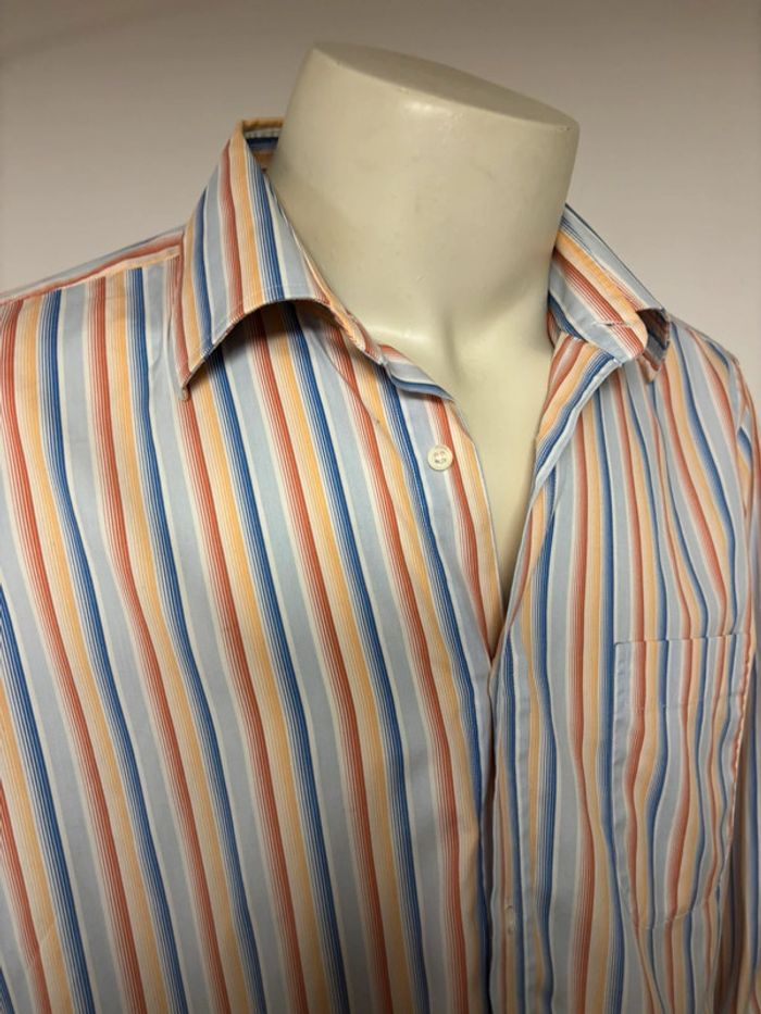 Chemise Hugo Boss homme - Taille 42 - Bleu et orange - photo numéro 7