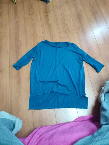 Pull fin mi long   taille M bleu canard
