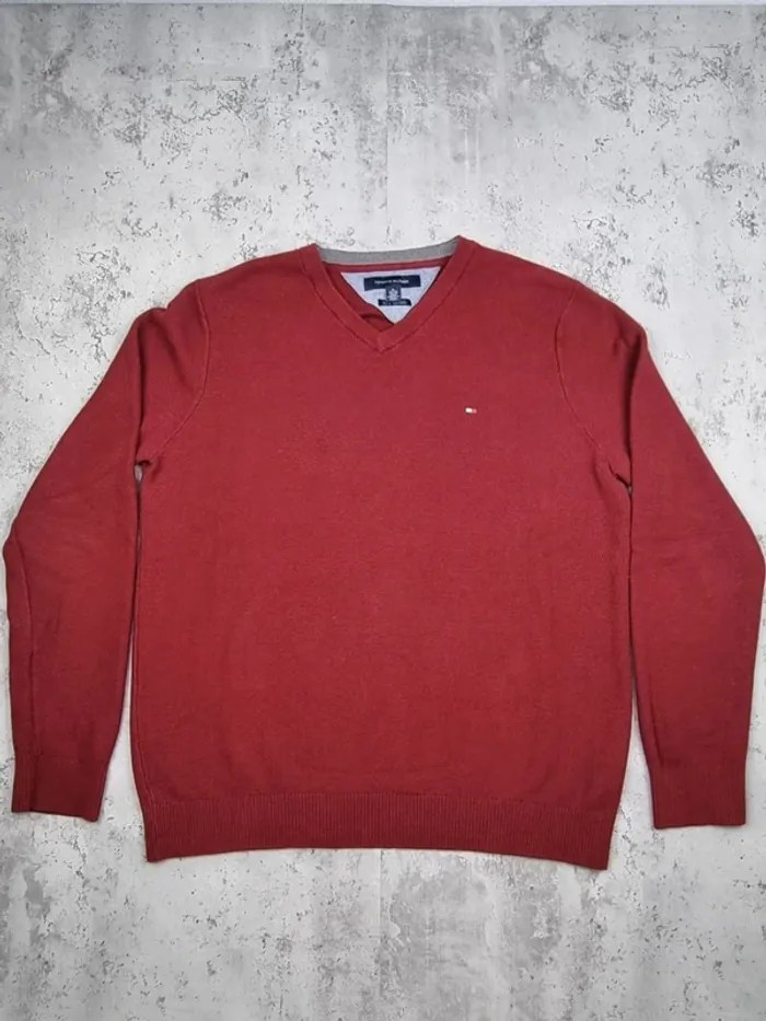 Pull col V Tommy Hilfiger cachemire rouge, XL Hommes - photo numéro 3