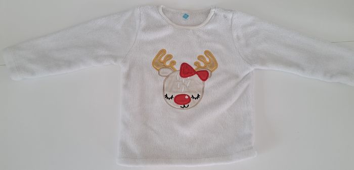 Pyjama velours Noël fille avec bonnet 36 mois TBE - photo numéro 3