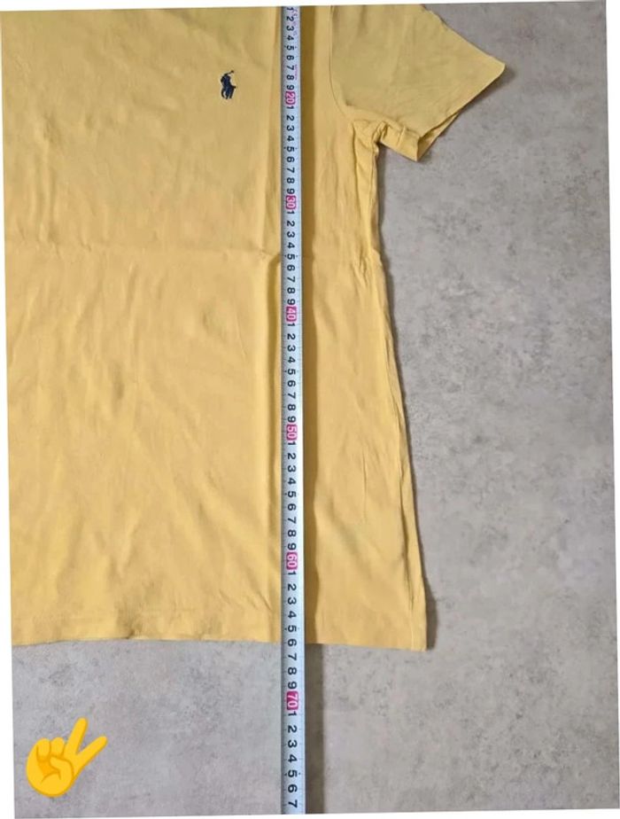 T-shirt Ralph Lauren S coupe col V jaune Homme Men tee7b - photo numéro 5