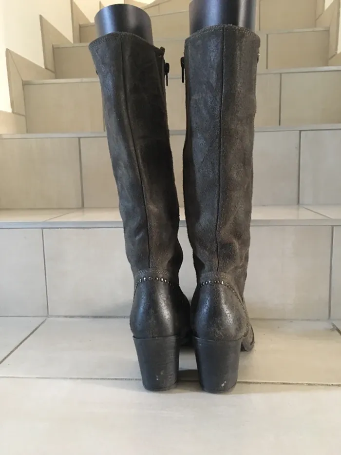 Bottes en vrai cuir gris wrangler pointure 38 - photo numéro 3
