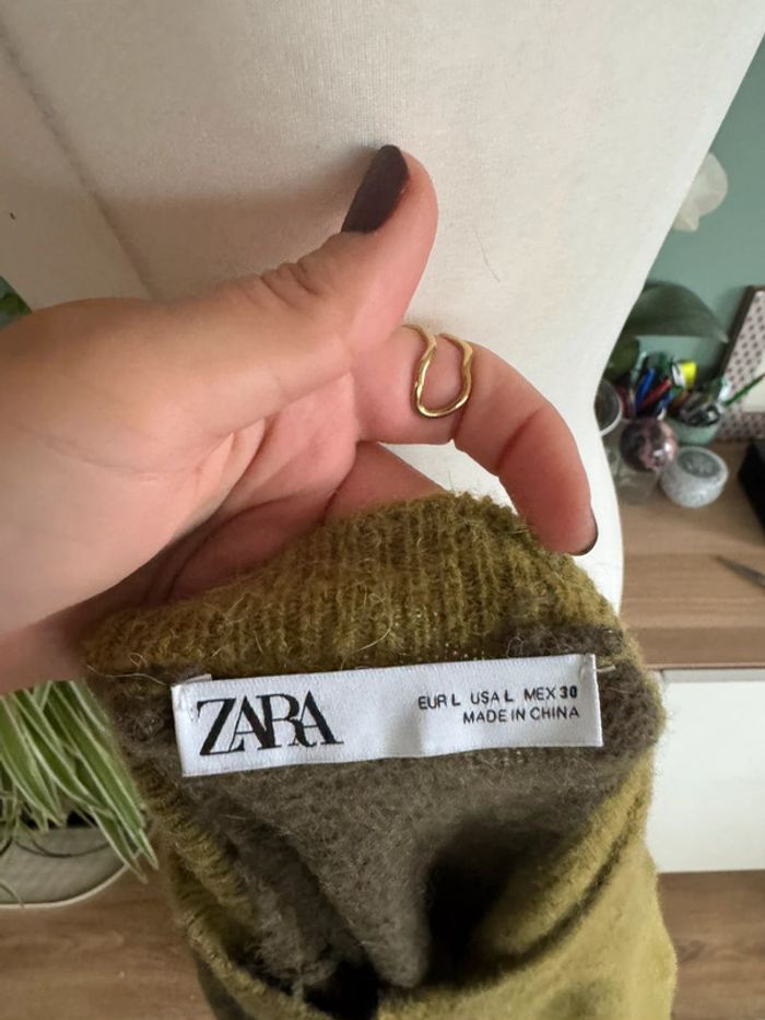 Très jolie pull Zara en maille légère et fluide taille L vert kaki pistache - photo numéro 4