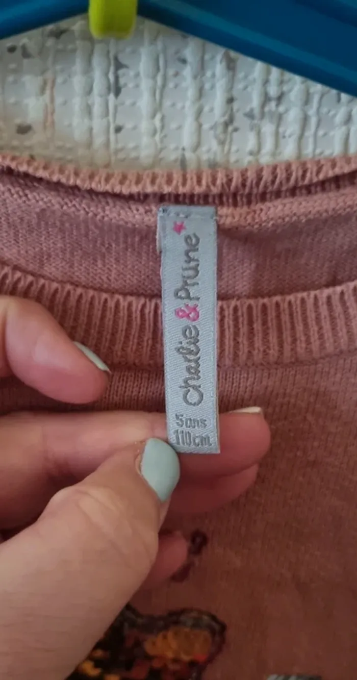 Pull léger taille 5 ans rose avec étoiles charlie & prune - photo numéro 9