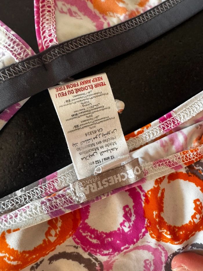 Bikini orchestra rose,orange et gris 12 ans - photo numéro 4