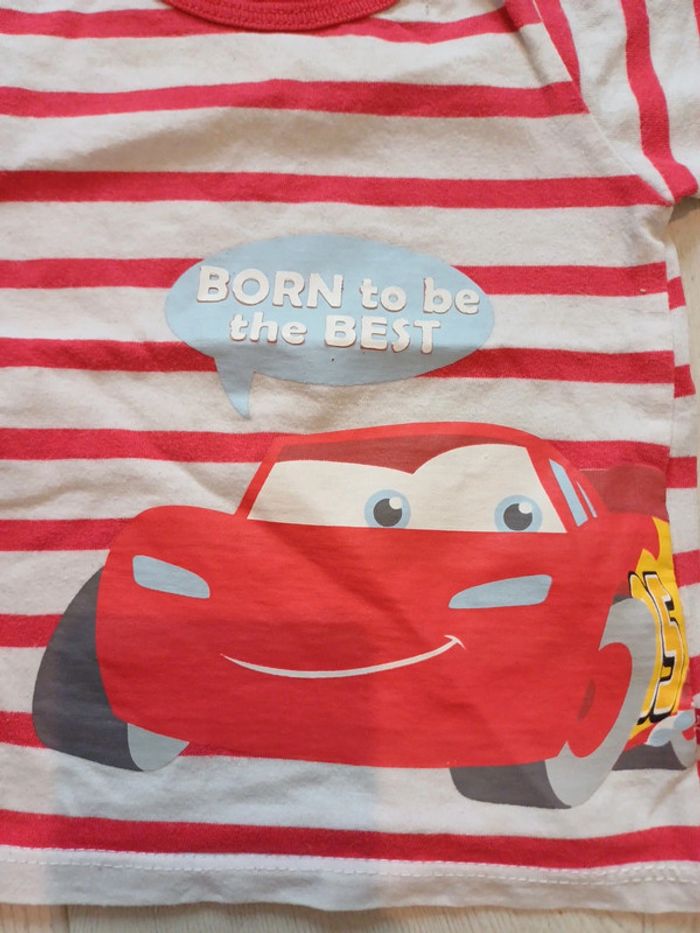 T-shirt rouge et blanc rayé 12 mois Disney - photo numéro 3