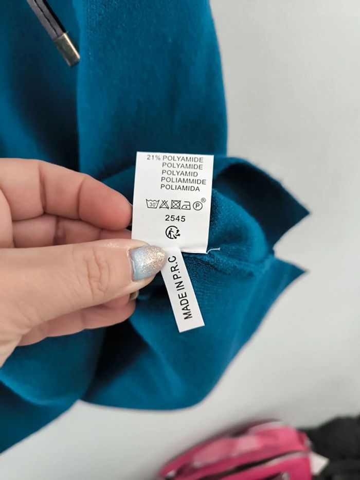 Robe pull taille L/XL (40-42) neuve bleu pétrole - photo numéro 4